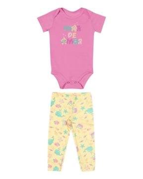 Conjunto Bebê Body Mar de Amor e Calça Suedine Menina Alenice